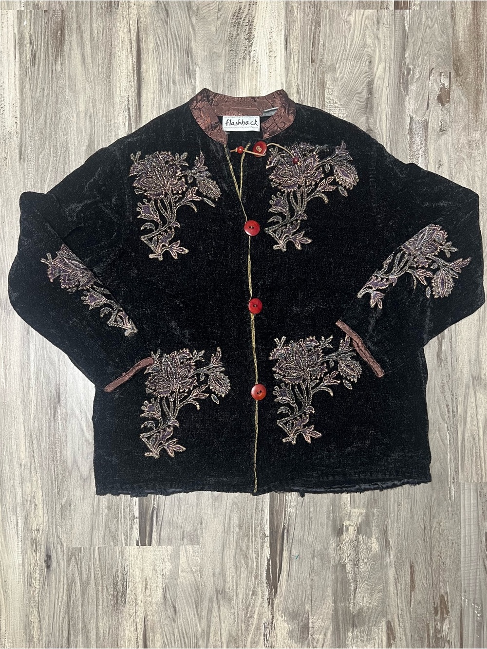 Flashback Vintage 90s Black Embroidered Retro Jacket